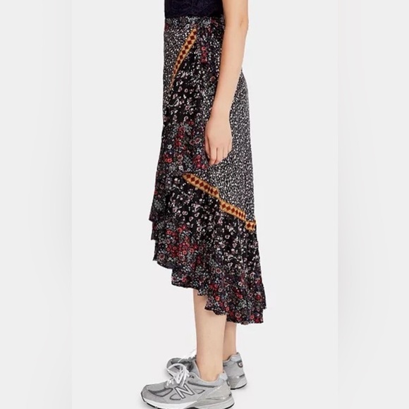 NWOT Free People Esmeralda Mixed-Print Midi Wrap Skirt - Picture 3 of 6